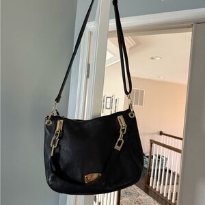 Michael Kors Black Shoulder Bag with Gold Accents